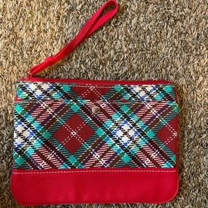 Lands’ End Tartan Plaid Large wristlet.